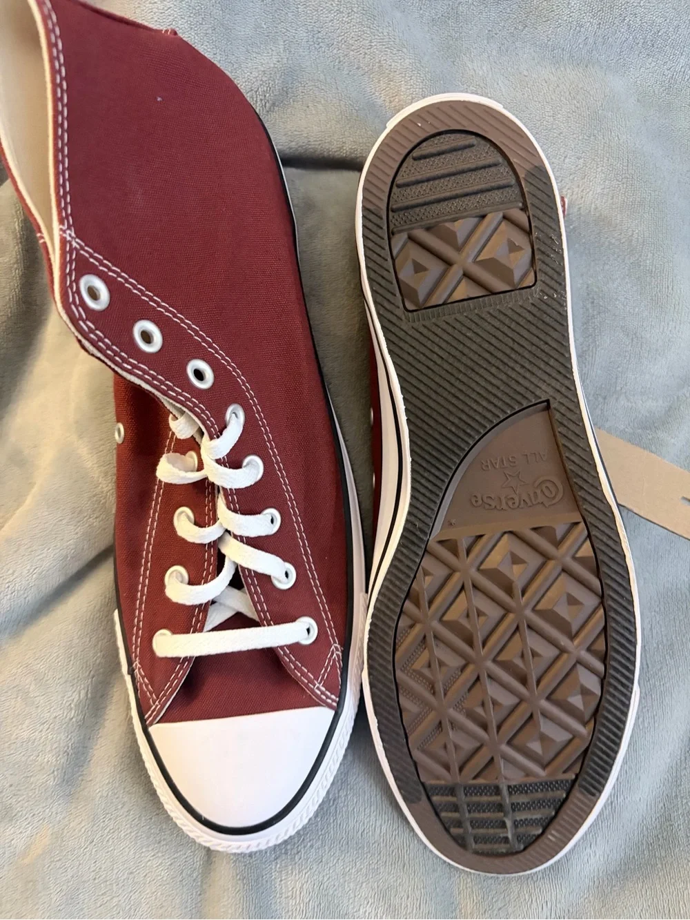 Converse High-Top Canvas Sneakers - Maroon & White